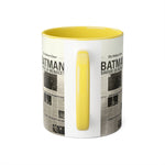Load image into Gallery viewer, Batman Newspaper Accent Mug - Heroic Gift for Fans, Coffee Cup, Retro Design, Unique Collectible, Perfect for Birthdays
