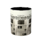 Load image into Gallery viewer, Batman Newspaper Accent Mug - Heroic Gift for Fans, Coffee Cup, Retro Design, Unique Collectible, Perfect for Birthdays
