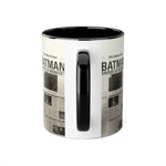 Load image into Gallery viewer, Batman Newspaper Accent Mug - Heroic Gift for Fans, Coffee Cup, Retro Design, Unique Collectible, Perfect for Birthdays
