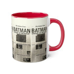 Load image into Gallery viewer, Batman Newspaper Accent Mug - Heroic Gift for Fans, Coffee Cup, Retro Design, Unique Collectible, Perfect for Birthdays

